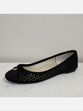 MICHAEL MK Olivia Black Suede Ballet Flats, Size 8 ~ VGUC